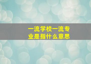 一流学校一流专业是指什么意思