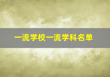 一流学校一流学科名单