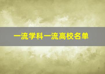 一流学科一流高校名单