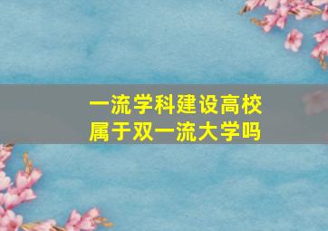 一流学科建设高校属于双一流大学吗