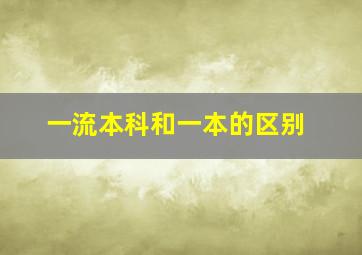 一流本科和一本的区别