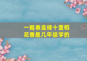 一畦春韭绿十里稻花香是几年级学的