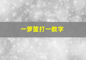 一箩筐打一数字