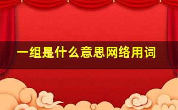 一组是什么意思网络用词