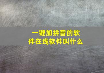 一键加拼音的软件在线软件叫什么