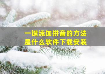 一键添加拼音的方法是什么软件下载安装