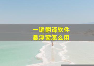 一键翻译软件悬浮窗怎么用