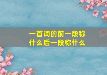 一首词的前一段称什么后一段称什么