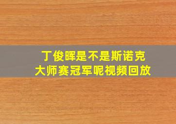 丁俊晖是不是斯诺克大师赛冠军呢视频回放