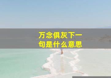 万念俱灰下一句是什么意思