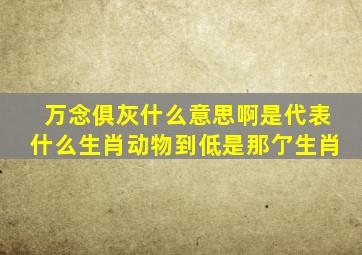 万念俱灰什么意思啊是代表什么生肖动物到低是那亇生肖