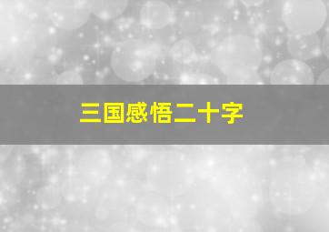 三国感悟二十字