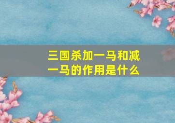 三国杀加一马和减一马的作用是什么