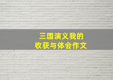 三国演义我的收获与体会作文