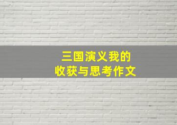 三国演义我的收获与思考作文