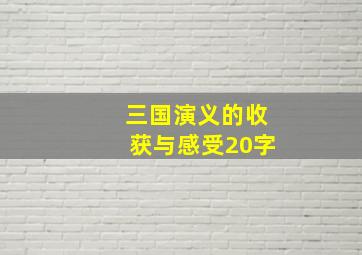 三国演义的收获与感受20字