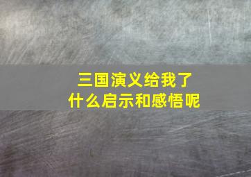 三国演义给我了什么启示和感悟呢