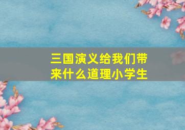 三国演义给我们带来什么道理小学生