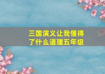 三国演义让我懂得了什么道理五年级