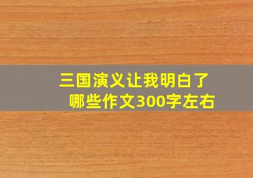 三国演义让我明白了哪些作文300字左右