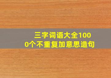 三字词语大全1000个不重复加意思造句