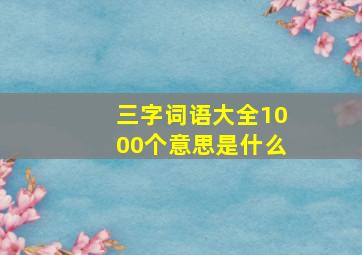 三字词语大全1000个意思是什么