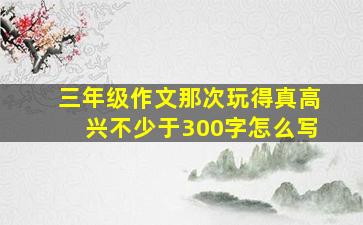 三年级作文那次玩得真高兴不少于300字怎么写