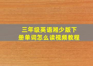 三年级英语湘少版下册单词怎么读视频教程