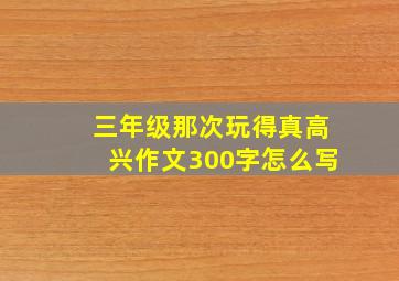 三年级那次玩得真高兴作文300字怎么写