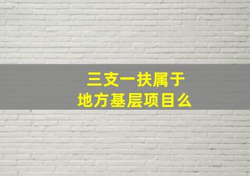 三支一扶属于地方基层项目么