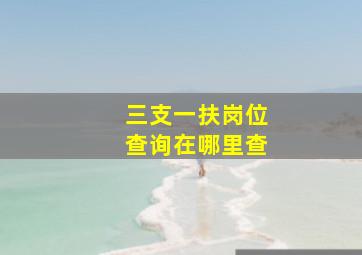 三支一扶岗位查询在哪里查