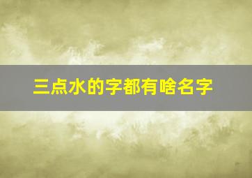 三点水的字都有啥名字