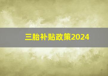 三胎补贴政策2024