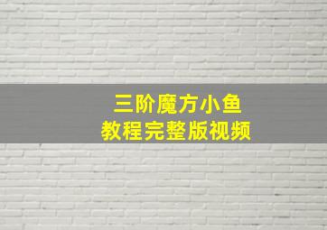 三阶魔方小鱼教程完整版视频