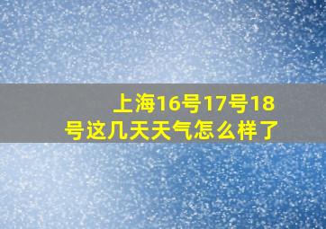 上海16号17号18号这几天天气怎么样了