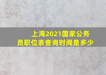 上海2021国家公务员职位表查询时间是多少