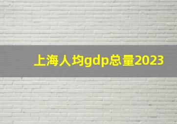 上海人均gdp总量2023