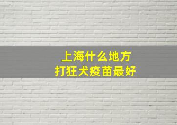 上海什么地方打狂犬疫苗最好