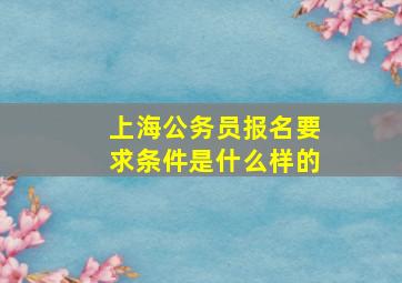 上海公务员报名要求条件是什么样的