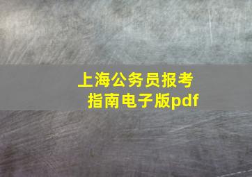 上海公务员报考指南电子版pdf