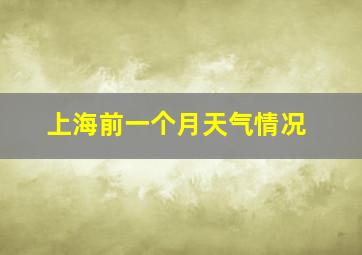 上海前一个月天气情况