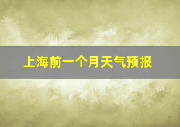 上海前一个月天气预报