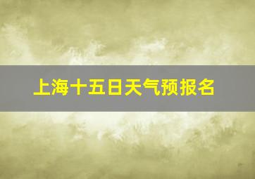 上海十五日天气预报名