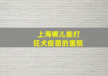 上海哪儿能打狂犬疫苗的医院