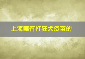 上海哪有打狂犬疫苗的