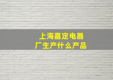 上海嘉定电器厂生产什么产品