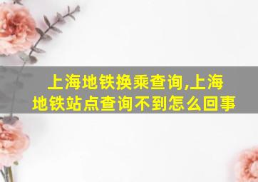 上海地铁换乘查询,上海地铁站点查询不到怎么回事