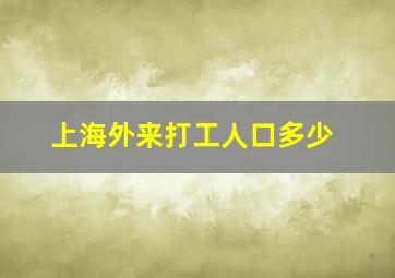 上海外来打工人口多少