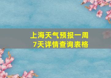 上海天气预报一周7天详情查询表格