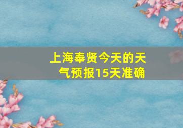 上海奉贤今天的天气预报15天准确